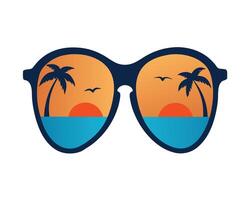 Palm Tree Reflection Sunglasses Art vector