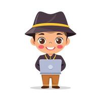 Hacker Cute Worker Work Job Profession Professional Occupation Character vector