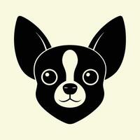 chihuahua dog head black silhouette , Simple silhouette Design, icon with white background. vector