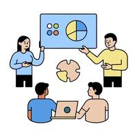 Cross functional team collaborating on a project concept as A illustration of a cross functional team collaborating on a project using digital tools and c vector