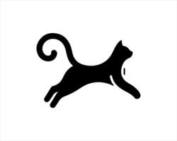 A black cat is running on a white background vector