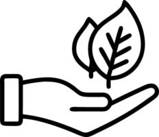 Hand holding a cut leaf in a green field concept as A hand gently holding a cut leaf in a lush green field symbolizing environmental responsibility and sustainab vector