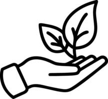 Hand holding a cut leaf in a green field concept as A hand gently holding a cut leaf in a lush green field symbolizing environmental responsibility and sustainab vector