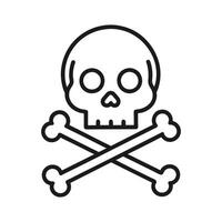 Skull and Crossbones Danger Icon - Minimal Line Art for Safety and Hazard Warning Symbol vector