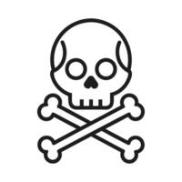 Warning Skull and Crossbones Icon - Minimalistic Line Art Hazard and Safety Symbol Design vector