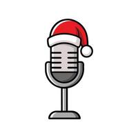 Nostalgic Holiday Microphone - Retro Christmas Music Stand in Vintage Cyan Style vector
