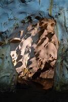 Geological formations in Karain cave. photo