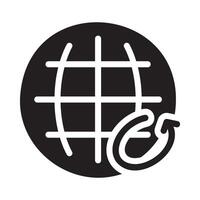 globe Glyph Icon White Background vector
