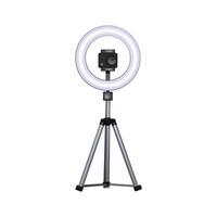 Action camera on a tripod with a speedlite. Equipment for movie. vector