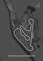 The image depicts a detailed track map of Rudskogen Motorsenter, Norway vector