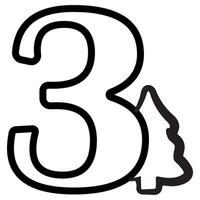 simple number three design with Christmas design, namely Christmas tree drawn in black outline, for Christmas designs, patterns or posters vector