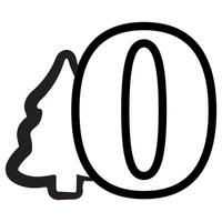 simple number zero design with Christmas design, namely Christmas tree drawn in black outline, for Christmas designs, patterns or posters vector