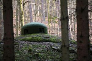 French bunker turret near Langensoultzbach, Vosges, France. It was built before WWII as part of the Maginot Line photo