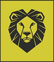 lion portrait geometrycal outline isolated on yellow background vector