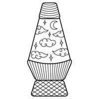 Antistress coloring page, lava lamp with night cloudy sky vector