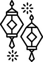 Abstract digital art of Diwali lanterns and glowing patterns representing a cultural gathering vector