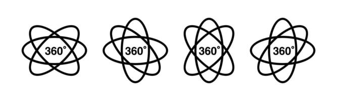 360 degree icons set. 360 degree views of circle icons set isolated on white background. 360 degree wiev, rotation icons. graphic. EPS 10 vector
