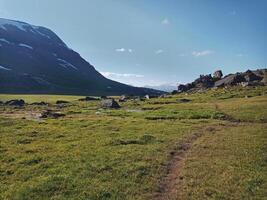 Hiking trail the valley Kaerkevagge in Norrbotten photo