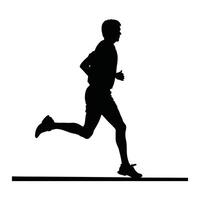 Runner Silhouette Front. A silhouette of a runner pausing mid-track, facing forward with one leg slightly forward vector