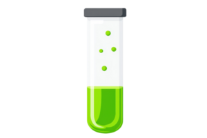 Illustration of a test tube with green liquid, perfect for science, laboratory, or chemistry-related projects and presentations. png