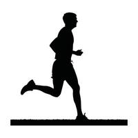 Runner Silhouette Front. A silhouette of a runner pausing mid-track, facing forward vector