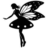 Fairy Posing Silhouetted on White Background vector