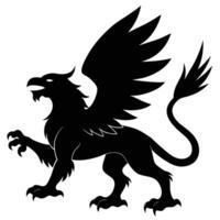 Griffin with Glowing Talons Striking Forward Silhouetted on White Background vector