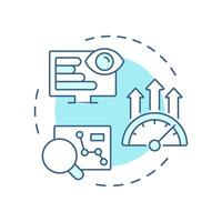 Field service metrics soft blue concept icon. Performance indicators. Key component of FSM. Analytics. Round shape line illustration. Abstract idea. Graphic design. Easy to use in article vector