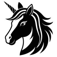 Unicorn Silhouetted on White Background vector