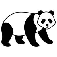 Panda Silhouetted on White Background vector