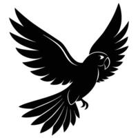 Parrot in Flight Silhouetted on White Background vector