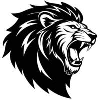 Roaring Lion Silhouetted on White Background vector
