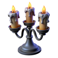 Three-Candle Candelabra 3D Render png