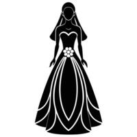 Bride Silhouette on White Background vector