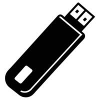 Flash Drive Silhouette on White Background vector