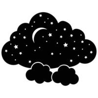 Cloudy Sky Silhouette Illustration on White Background vector