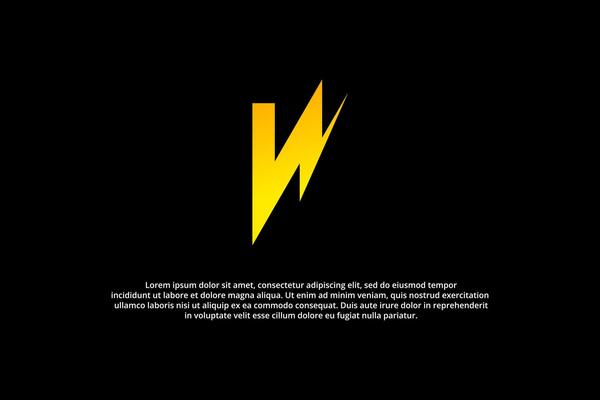 letter w flash of lightning and electricity logo