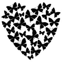 Heart Surrounded by Butterflies Silhouette vector