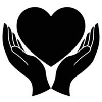 Heart in Hands Silhouette Representing Love on White Background vector