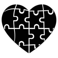 Puzzle Heart Silhouette Isolated on White Background Symbolizing Love and Connection vector