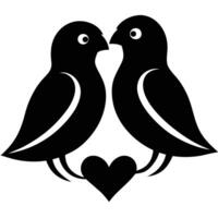 Romantic Lovebirds Silhouette Isolated on White Background vector