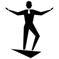 Man Balancing Silhouette Isolated on White vector