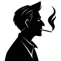 Silhouette of Smoking Man in Casual Pose vector