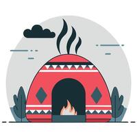 Conceptual Illustration Depicting the Ancient Ritual of Temazcal Sweat Lodge vector
