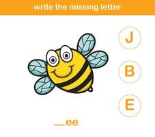 write the missing letter,illustration, vector