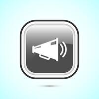 Megaphone icon design illustration, Loudspeaker icon, Shout announce sign. Promotion annoucement. Gray Color Square Button Design vector