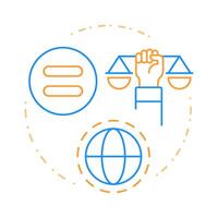 Equality right duo tone concept icon. Social justice, human rights. Democracy, liberty. Round two color outline illustration. Abstract design. Easy to use in infographic, presentation vector