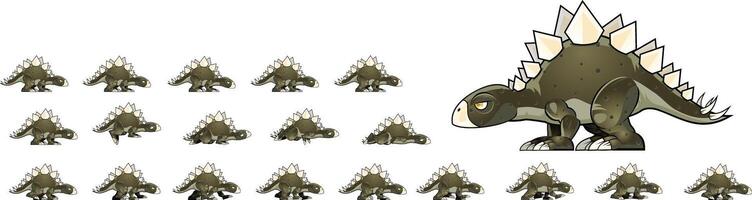 Stegosaurus Animated Dinosaur Game Character Sprite vector