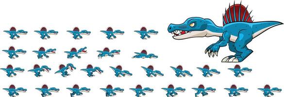 Spinosaurus Animated Dinosaur Game Character Sprite vector