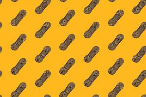 hank of kernmantle colorful doodle seamless pattern on yellow background. retro outdoor kernmantle background. hank of rope pattern wallpaper. pattern background with kernmantle for adventure vector